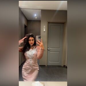 Vella Mermaid Turtle Neckline Dress embellished with beads and crystals. Size:38